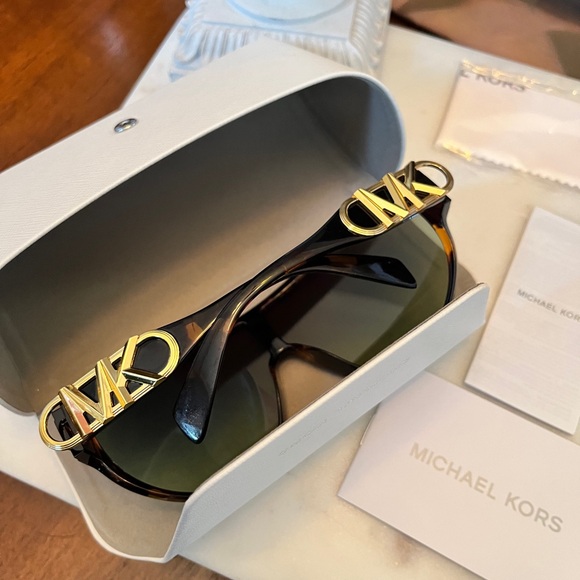 Michael Kors Accessories - Michael Kors Tortoise Empire Shield Sunglasses w/a Gold-Tone Monogram Logo NWOT